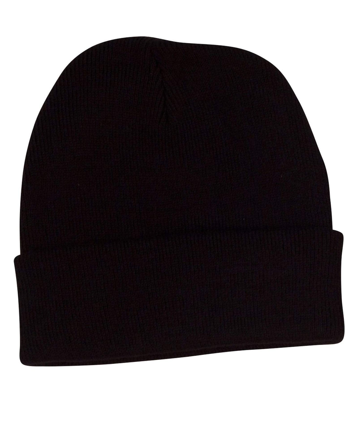 Roll Up Acrylic Beanie Ch28 Active Wear Winning Spirit Black One size fits most 