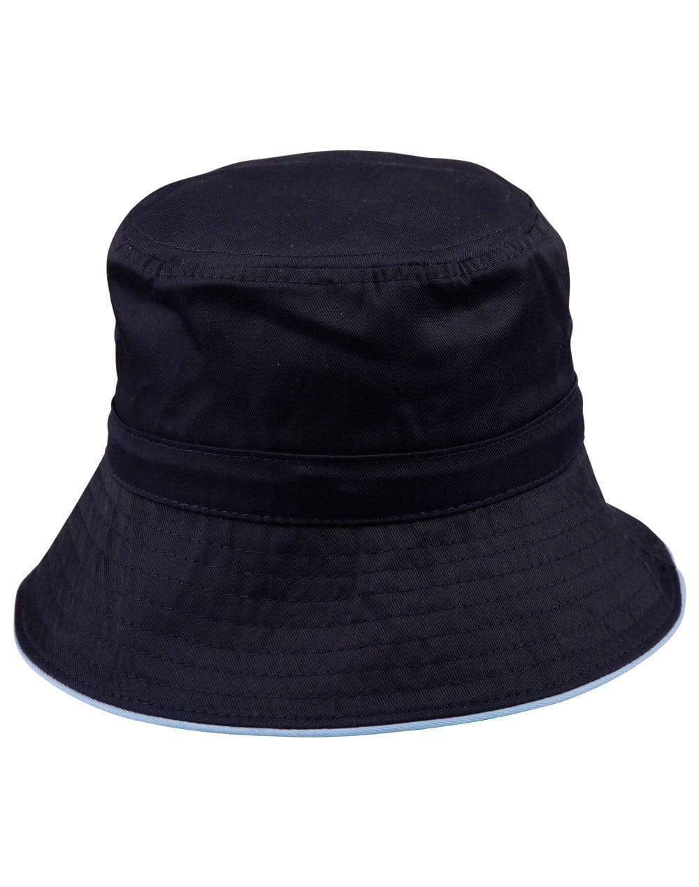 Sandwich Bucket Hat With Toggle H1033 Active Wear Winning Spirit Navy/Skyblue S 