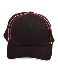 Tri-colour Pique Mesh Cap Ch76 Active Wear Winning Spirit Black/White/Red One size 