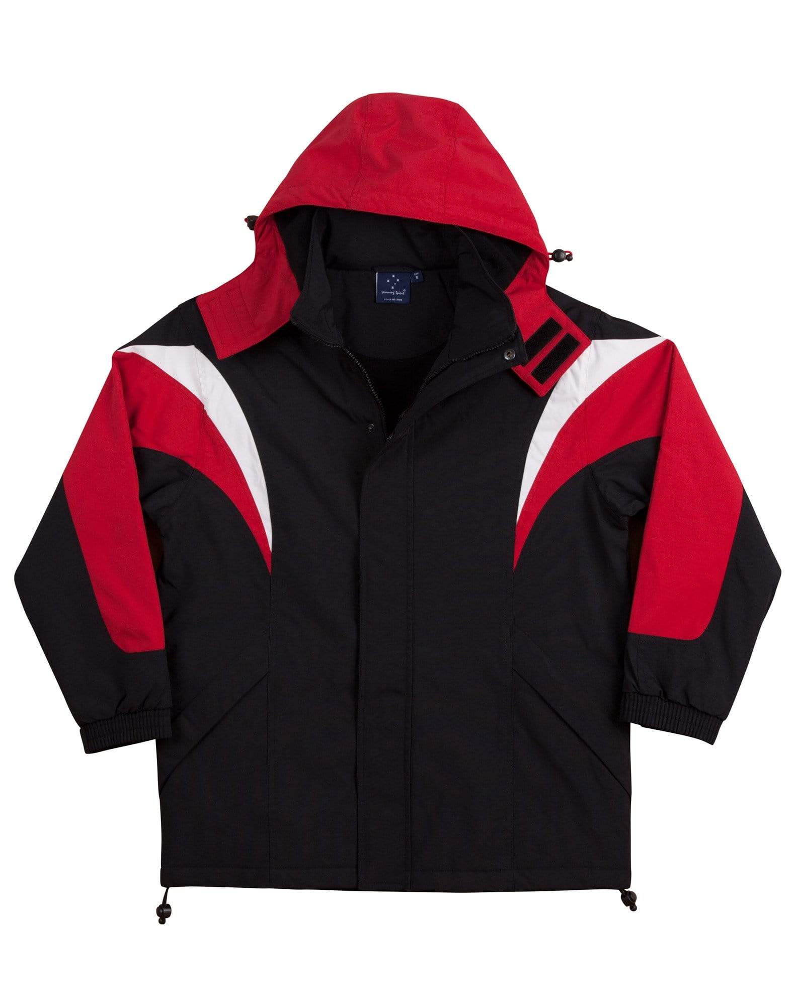 Winning Spirit Bathurst Tri-colour Jacket With Hood Unisex Jk28 Casual Wear Winning Spirit Black/White/Red XS 