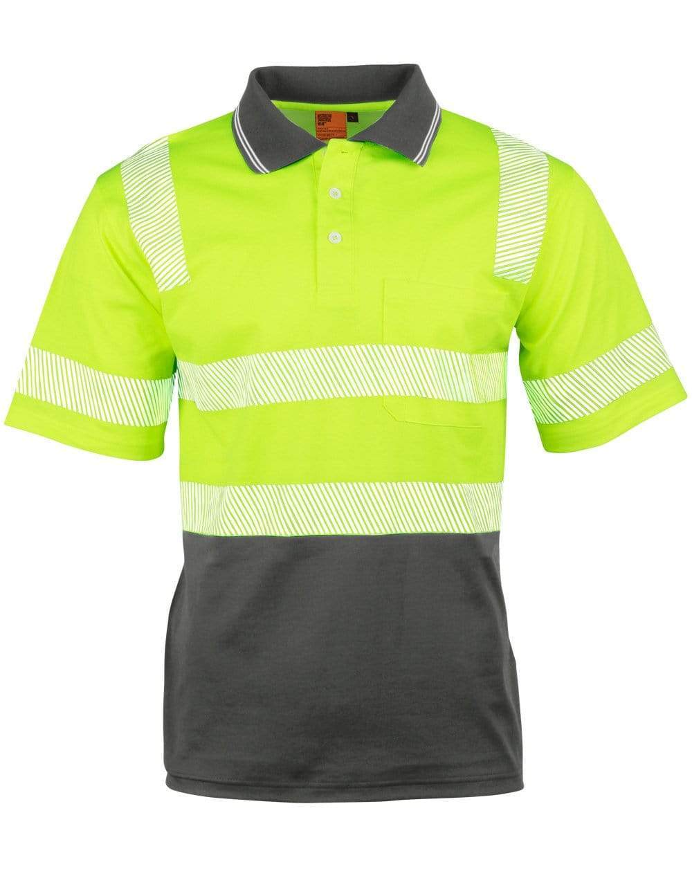 Winning Spirit UNISEX TRUEDRY® biomotion segmented polo SW73 Work Wear Winning Spirit Yellow/Charcoal 2XS 