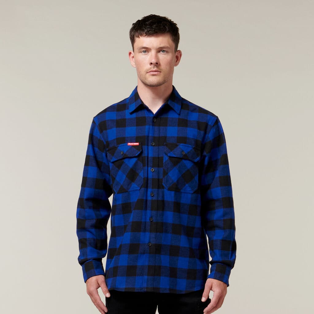 Hard Yakka Long Sleeve Check Flannel Shirt  Y07295  Hard Yakka CHECK/BLUE XS 